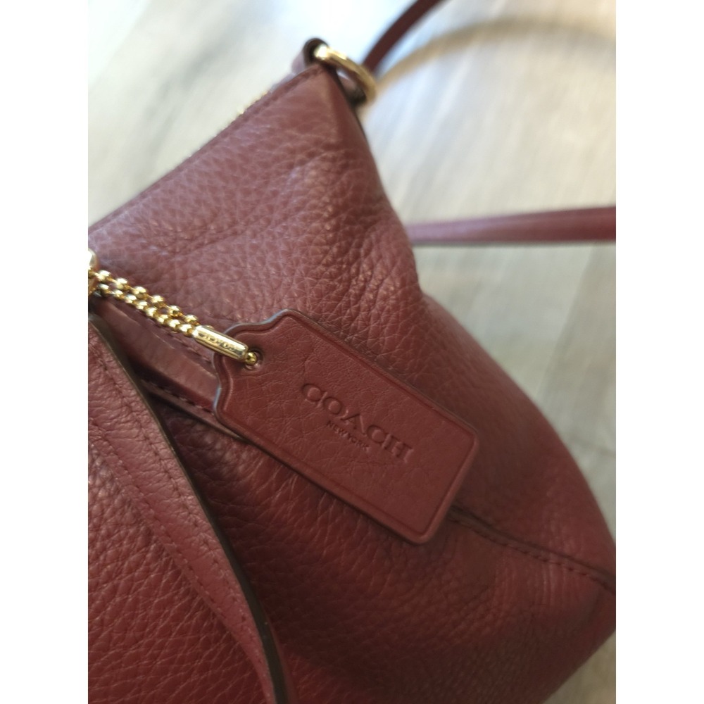 Coach Mini Kelsey Satchel Purse Small Burgundy Pebbled Leather Bag - Picture 3 of 16